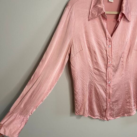 Votre Nom Silk Light Pink Button Down Long Sleeve Blouse Women’s Size Large - Picture 3 of 6